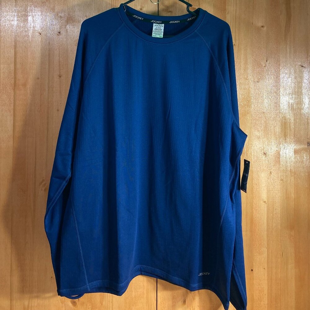 NEW! JOCKEY GRID FLEECE Large L Lrg Men's Men Thermal Long Sleeve Shirt Blue